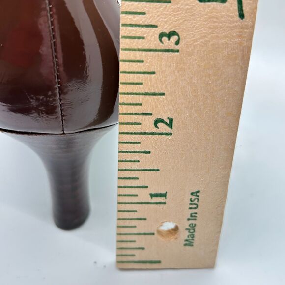 Joan & David Presley Brown Leather Patent Leather Horse-Bit Heeled Loafer 9M - Picture 15 of 15